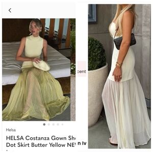 Nwot L'academie Cream Version Helsa Elsa Hosk Sheer Hem Maxi Dress S Cloud